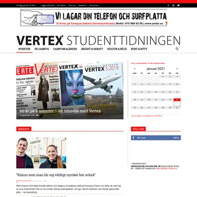 vertex.nu startsida 2021