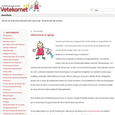 Vetekornet startsida 2011