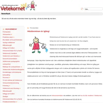 Vetekornet startsida 2013