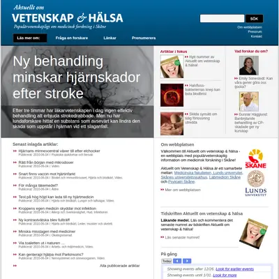 Ny Vetenskap startsida 2010