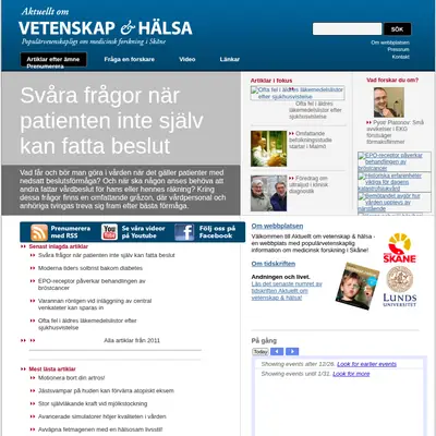 Ny Vetenskap startsida 2012