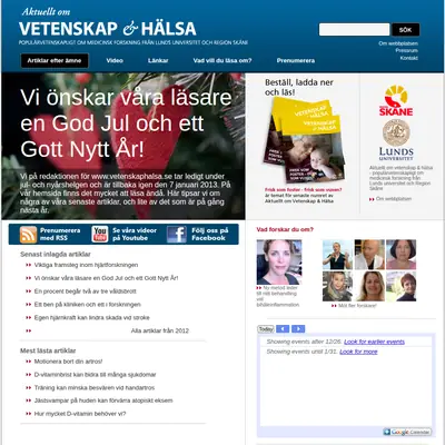 Ny Vetenskap startsida 2013