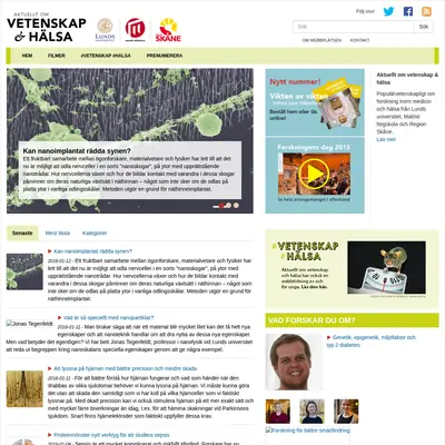 Ny Vetenskap startsida 2016
