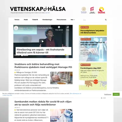 Ny Vetenskap startsida 2022