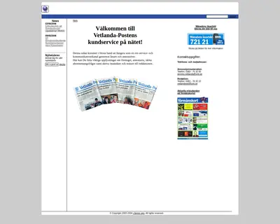 Vetlanda-Posten e-postutskick startsida 2008