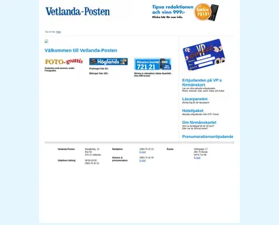 Vetlanda-Posten e-postutskick startsida 2010