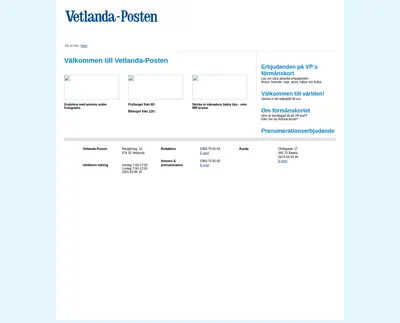 Vetlanda-Posten e-postutskick startsida 2012