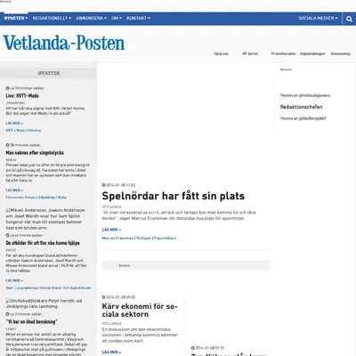 Vetlanda-Posten e-postutskick startsida 2014
