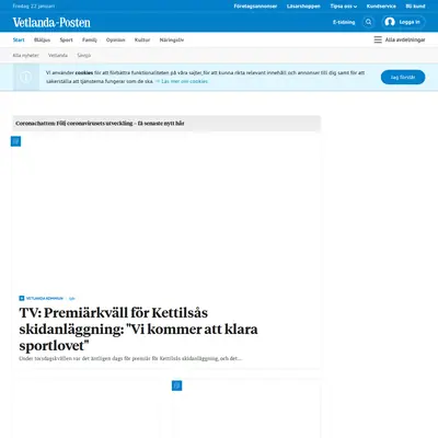 Vetlanda-Posten e-postutskick startsida 2021