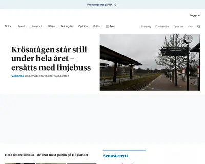 Vetlanda-Posten e-postutskick startsida 2024