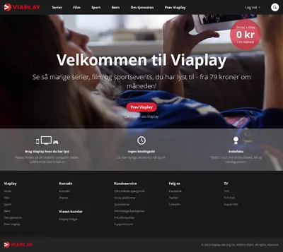 Viaplay.dk startsida 2014