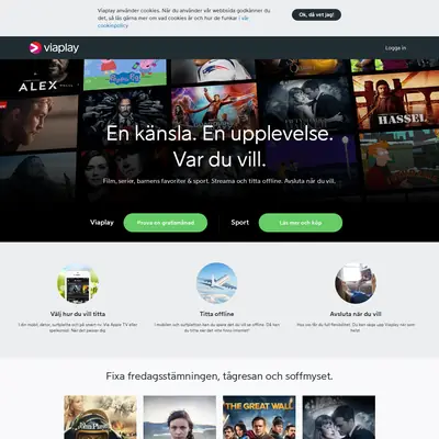 viaplay.se startsida 2018