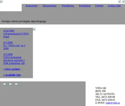 Vida Nytt startsida 2008