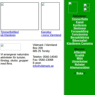 www.vildmark.se startsida 2000