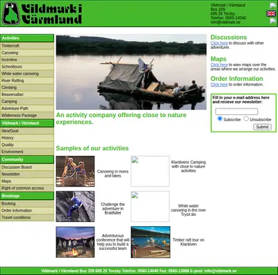 www.vildmark.se startsida 2002