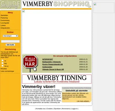 Vimmerby Shopping startsida 2005