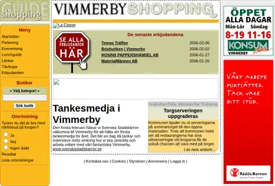 Vimmerby Shopping startsida 2006