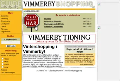 Vimmerby Shopping startsida 2007