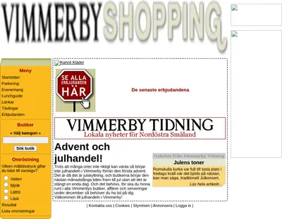 Vimmerby Shopping startsida 2008