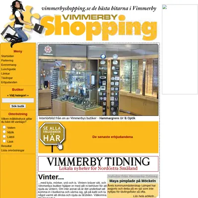Vimmerby Shopping startsida 2009