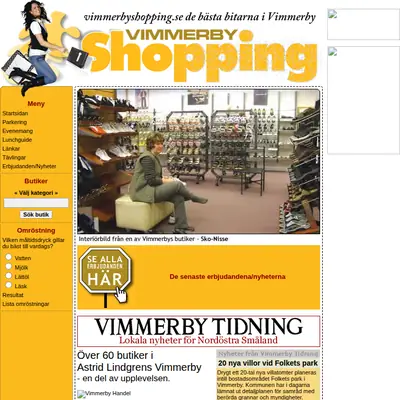 Vimmerby Shopping startsida 2012
