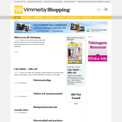 Vimmerby Shopping startsida 2015