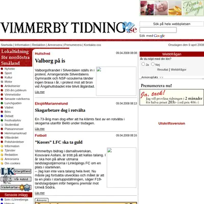 vimmerbytidning.se startsida 2008