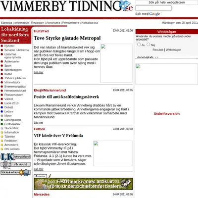 vimmerbytidning.se startsida 2011