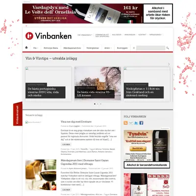 Vinbanken.se startsida 2015