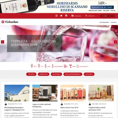 Vinbanken.se startsida 2018