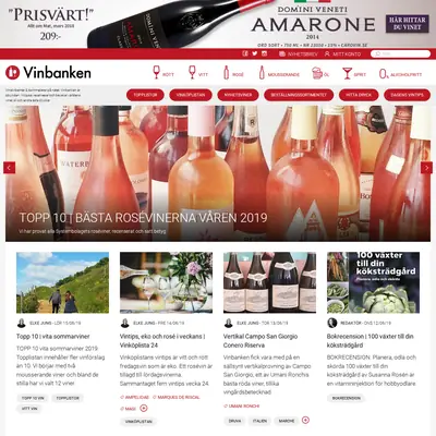 Vinbanken.se startsida 2019