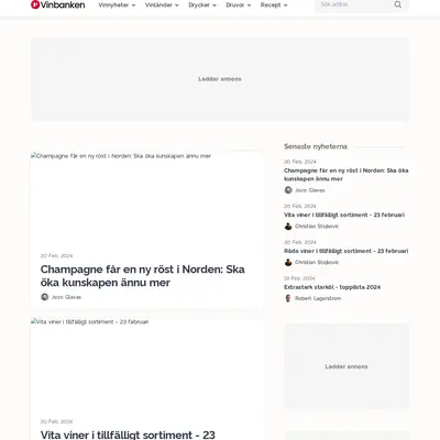 Vinbanken.se startsida 2024