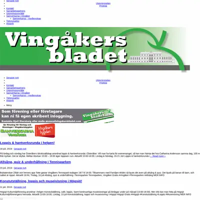 Vingåkersbladet startsida 2019