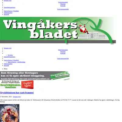 Vingåkersbladet startsida 2021