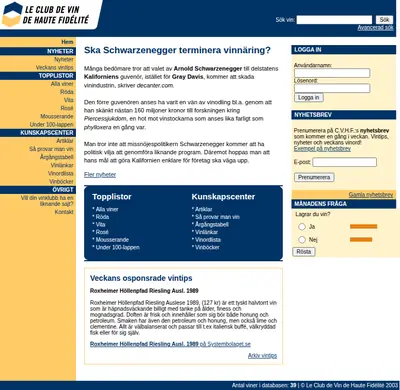 Vinklubben startsida 2003