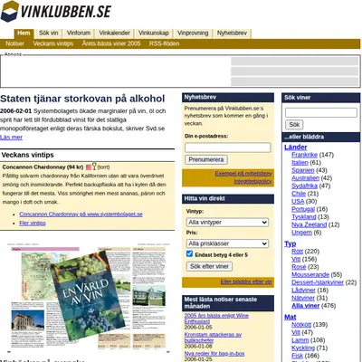 Vinklubben startsida 2006