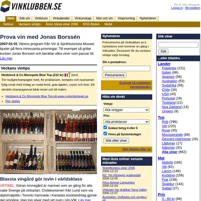 Vinklubben startsida 2007