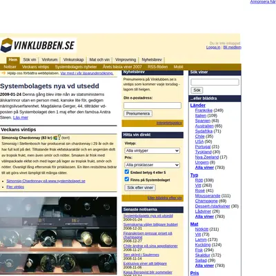 Vinklubben startsida 2009