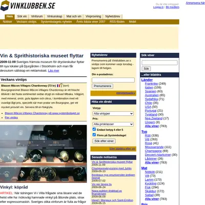 Vinklubben startsida 2010