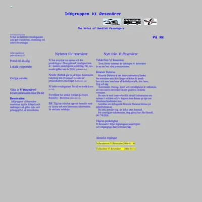 Vi Resenärer startsida 2004