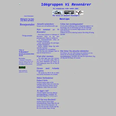 Vi Resenärer startsida 2005