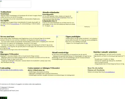 Vi Resenärer startsida 2007