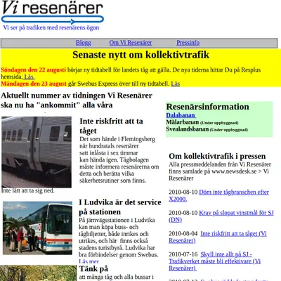 Vi Resenärer startsida 2010