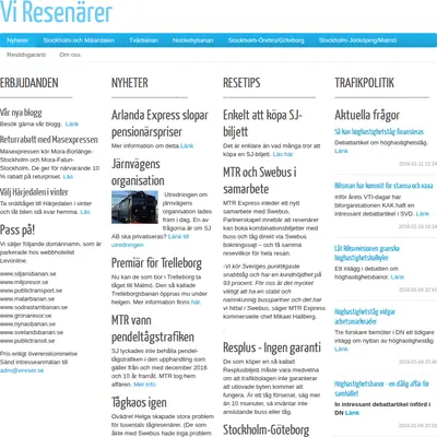 Vi Resenärer startsida 2016