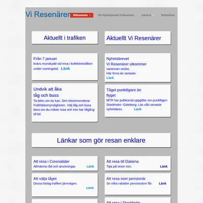 Vi Resenärer startsida 2021