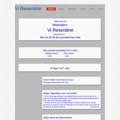 Vi Resenärer startsida 2025