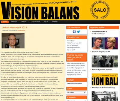 Vision Balans startsida 2014