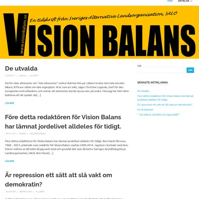 Vision Balans startsida 2025