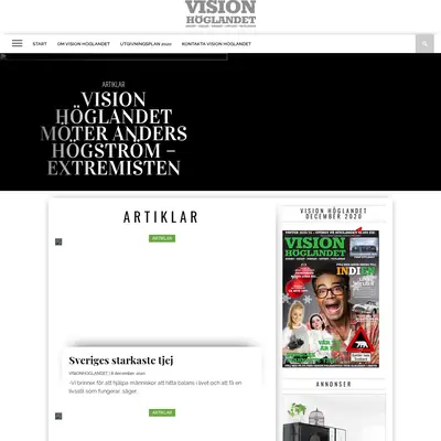 VISION HÖGLANDET startsida 2021