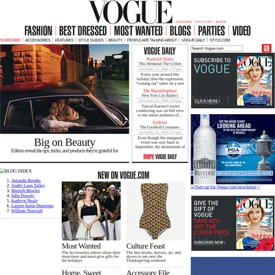 VOGUE startsida 2009